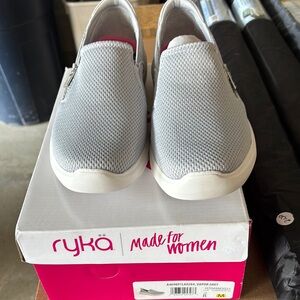 Ryka Gray and White Slip-On Sneakers